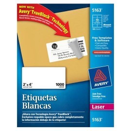 ETIQUETAS BLANCAS AVERY 5163 DE 5.1X10.2...