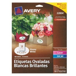 ETIQUETAS OVALADAS BLANCAS BRILLANTE AVERY...