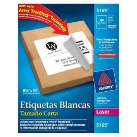 ETIQUETAS BLANCAS AVERY 5165 DE 21.6X27.9...