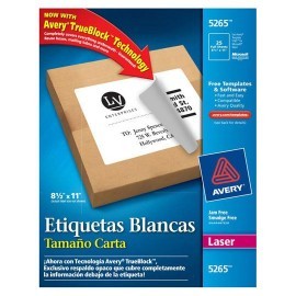 ETIQUETAS BLANCAS AVERY 5265 DE 21.6X27.9...