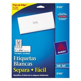 ETIQUETAS SEPARA FACIL BLANCAS AVERY 8160...