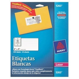 ETIQUETAS BLANCAS AVERY 5263 DE 5.1X10.2...