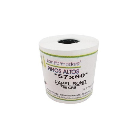 Rollo de papel bond 57mm x 60mm c/50